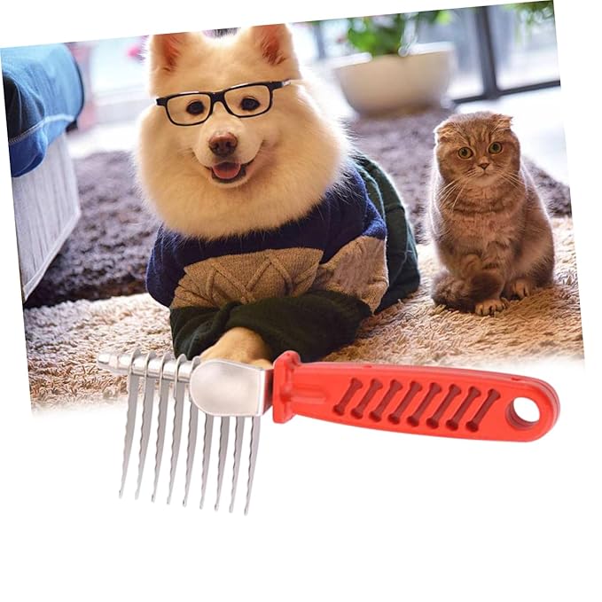 Sosoport Pet Comb for Dog Grooming Tool Pet Detangler Matted Remover Ergonomic Grip Long Blades