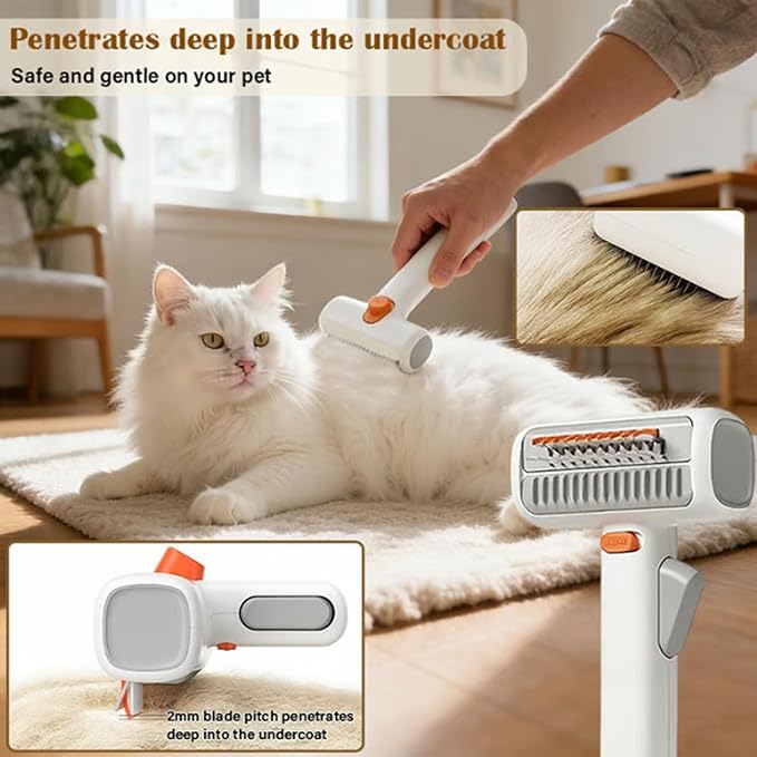 2-in-1 Pet Self Detangling Grooming Comb, Dematting Comb for Dogs and Cats, Professional Undercoat Rake for Long Hair Cat Brush, Dog Detangler Brush to Remove Mats and Tangles (2)