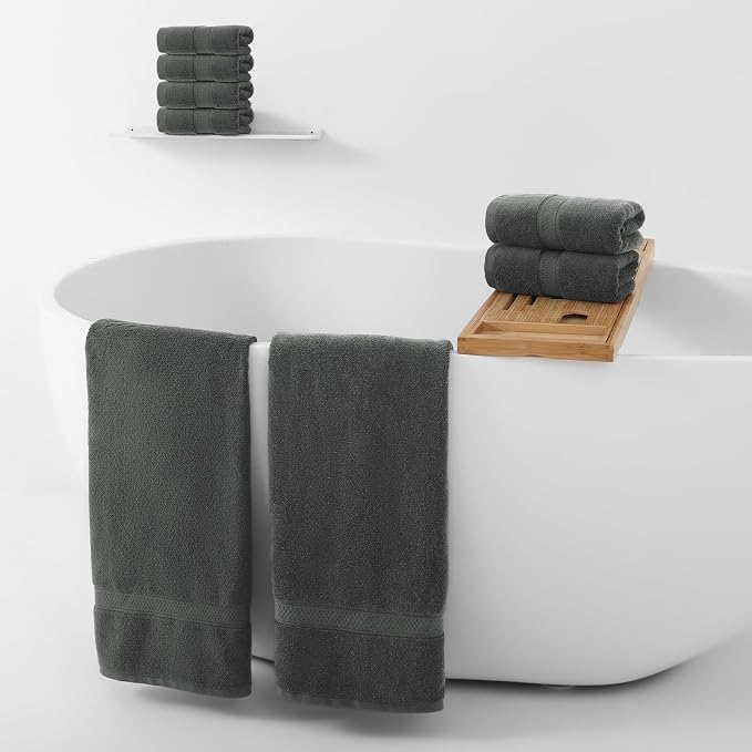 REDKISS 2 Pack 70"x35" Extra Large Bath Sheets for Bathroom - 100% Cotton Soft Fluffy Quick Dry Lightweight Towels for Tall or Curvy Adults, Full Body Coverage Shower, Pool, Yoga Travel, Grey