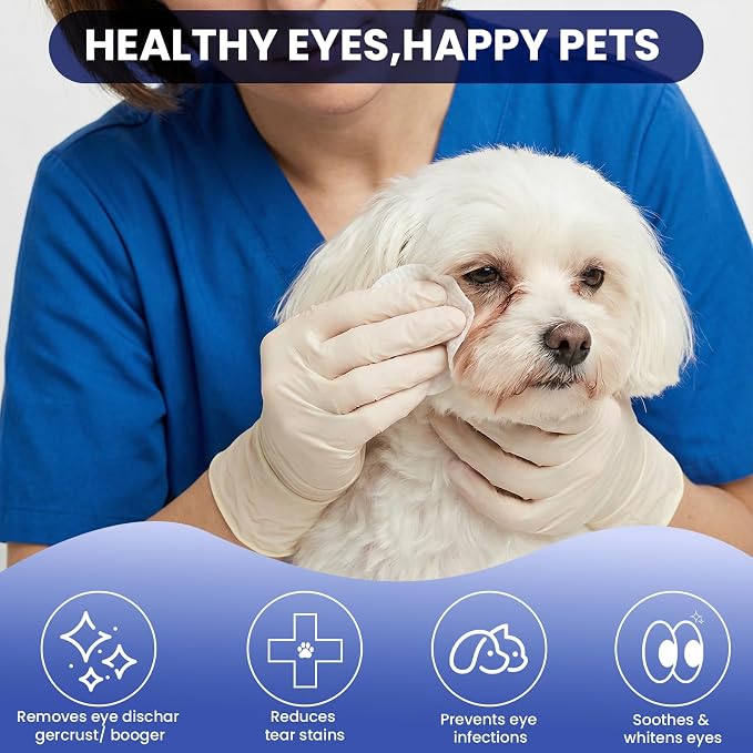Dog Eye Wipes 180 Counts, Gently Clean Eye Wipes for Dogs & Cats Textured Grooming Pet Eye Wipes for Dogs and Cats, Fight Tear Stains, Eye Debris, Discharge, Mucus Secretions with Aloe & Chamomile