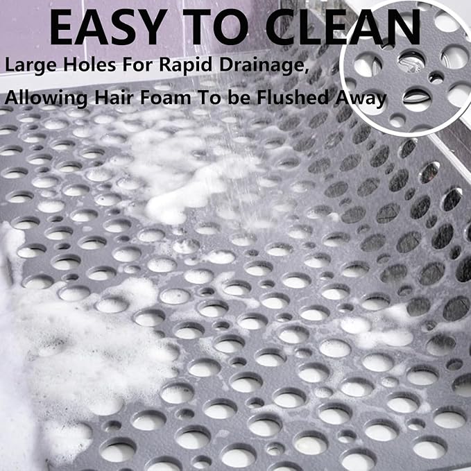 Casa and Beyond Shower Mat,Non Slip Bath Mat and Shower Mat with Suction Cups and Drain Holes,Bathroom Mat Easy to Clean Soft Machine Washable,Bathtub Mat Easy Dry&Cut (White,28" x 28"(Rectangular))