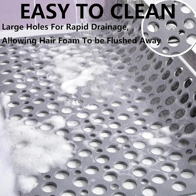 Casa and Beyond Shower Mat,Non Slip Bath Mat and Shower Mat with Suction Cups and Drain Holes,Bathroom Mat Easy to Clean Soft Machine Washable,Bathtub Mat Easy Dry&Cut (Coffee,35" x 16"(Rectangular))