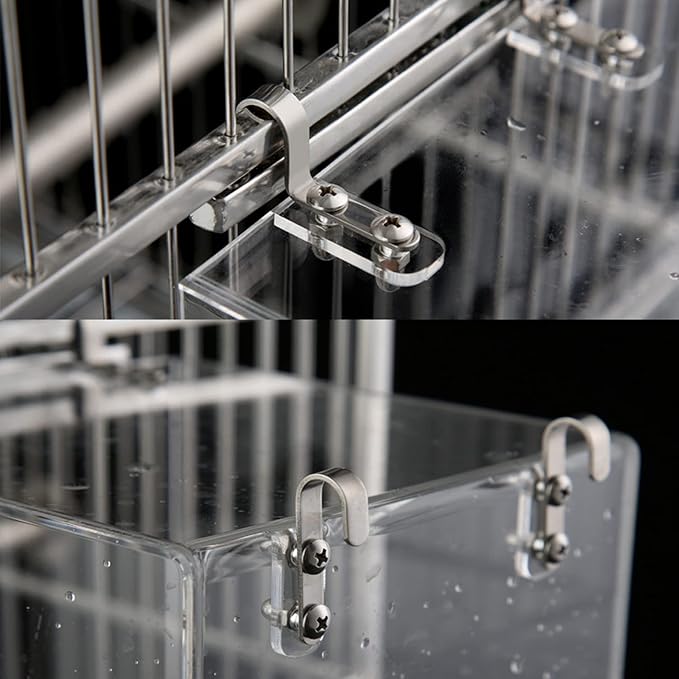 GURECOD Hanging Bird Bath Cube Bird Bathtub Bath Shower Box Bowl Cage Accessory for Little Bird Canary Budgerigar Parrots Crested Myna Cockatiel Lovebird Parakeet Bath (Small)