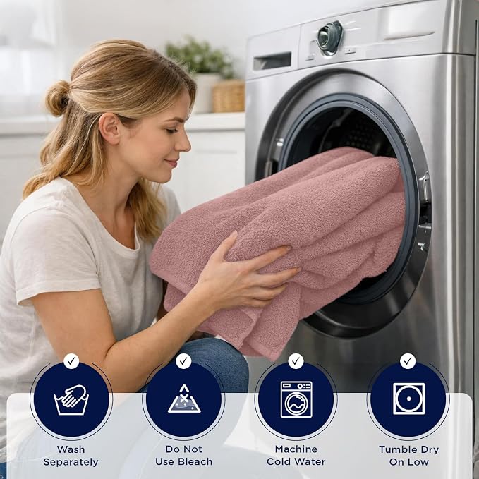 DAN RIVER 2 Pack Bath Sheets Extra Large 35x70, Large Bath Towels for Adults, XL Oversized Heavy Duty Towel Set, 600 GSM 100% Ring Spun Cotton, Soft Quick Dry, Dusty Rose