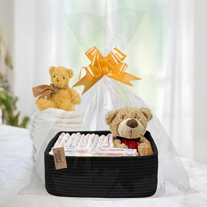 COMFY-HOMI 11.5"x7.5"x4.7" Storage Baskets for Organizing | Cotton Rope Woven Basket | Toy Storage Bin Box | Basket for Shelves, Closet Organizer Bin, Decorative Closet Shelf, 1 Pack
