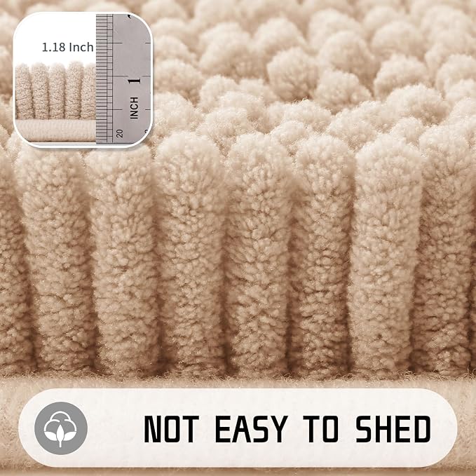 Yimobra Large Bathroom Rugs 36"x24", Non Slip Bath Mat for Tub, Shaggy Rug Floor Carpet, Extra Soft Super Absorbent Quick Dry, Machine Washable,Beige