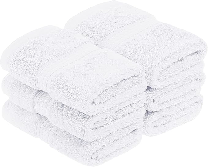 Superior Egyptian Cotton Plush & Absorbent, Face Towel Set of 6, White | Quick Dry, Soft Luxury Towel Set, Bath Essentials for Bathroom, Guest Bath, Spa, 2 Piece Face, Madeline Towels