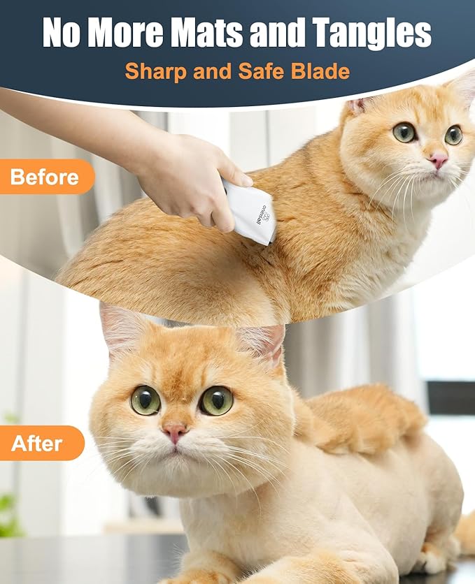 oneisall Pet Clippers for Cat Matted Hair, Quiet Pet Shaver for Cats | Waterproof Cordless Cat Clippers for Matted Long Hair with Storage Bag,Lightweight and Easy to Use for Cat, Pet, Small Dog