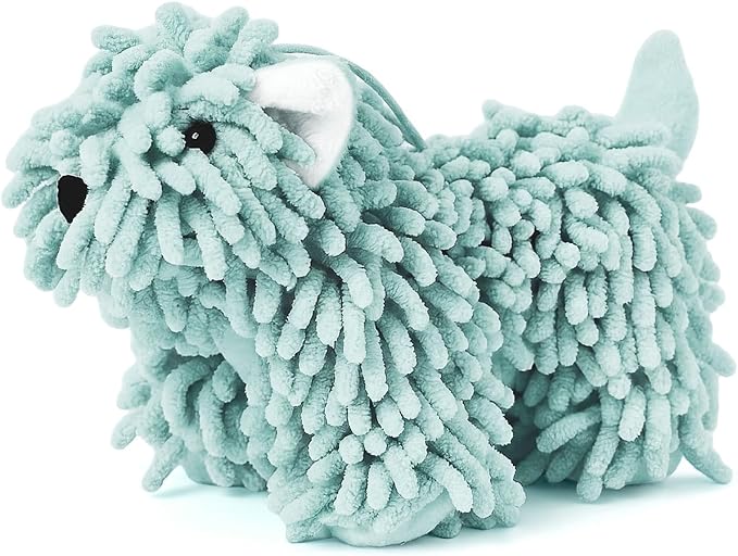 Tegeme 1 Pcs Chenille Dog Hand Towel Fuzzy Towel Absorbent Microfiber Soft for Bathroom Kitchen Washstand (Green,Standing Dog)