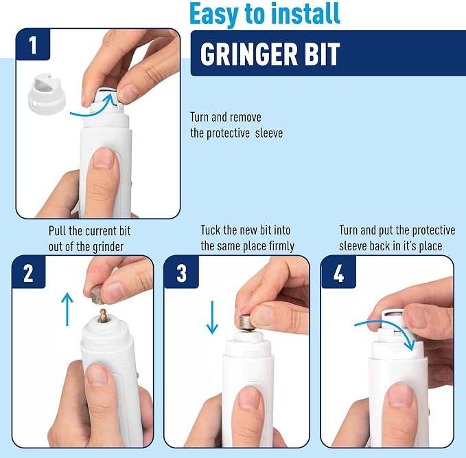 REXIPETS Dog Nail Grinder Replacement Head - Pet Nail Grinder Diamond Tip for Paws- 2 Pack Professional Dog Claw Grinder Bits Replaceable Diamond Nail Grinder Wheel (Short)