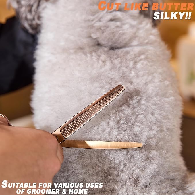 High-end Professional Dog Grooming Thinning Scissors Teeth Cutting Blending Shears Pet Texturizing Shears 7 Inch Extremely Very Sharp Stainless Steel Alloy For Cat Other Animals Groomer