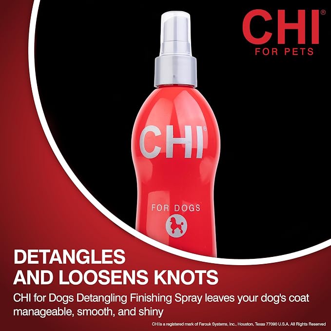 CHI for Dogs Detangling Finishing Spray Leave-In Dog Grooming Mist Releases Tangles and Knots Light Conditioning Shine Finish Sulfate and Paraben Free Made in the USA 10 FL OZ Single Bottle Dog Care