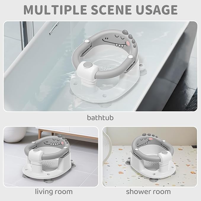 TPN Baby Bath Seat for Babies 6 Months & Up, Non-Slip Bath Tub Chair for Sitting Up Infant Bathtub (Grey)