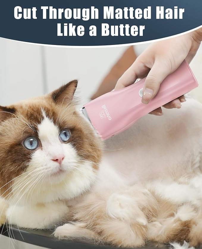 oneisall Pet Clippers for Cat Matted Hair, Quiet Pet Shaver for Cats | Waterproof Cordless Cat Clippers for Matted Long Hair with Storage Bag,Lightweight and Easy to Use for Cat, Pet, Small Dog
