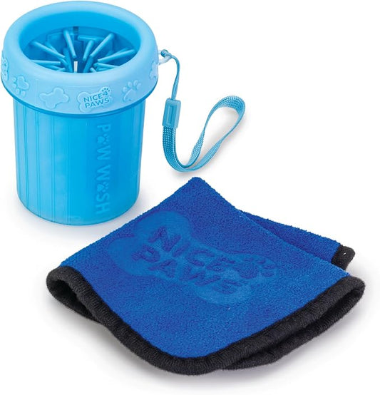 Dog Paw Cleaner - Blue - Small - 1 Count - Portable Dog Paw Washer with Microfiber Towel, for Muddy Paws, Small Dogs