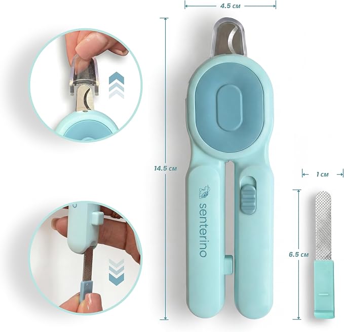 LED Cat Nail Clippers for Cats & Small Pets, Lighted Pet Nail Trimmer, Illuminates Quick for Safe Cutting, Stainless Steel Blades, Removable Nail Catcher & File (Blue) | Built-in LED light for better visibility and precise trimming for cats, kittens, r...