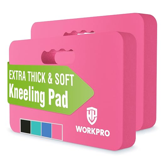 WORKPRO Extra Thick Kneeling Pad2 Pack, 17.5 x 11 x 1.5 in, Pink | Soft NBR Foam Cushioning for Knee, Large Foam Kneeler Mat, For Gardening, Bathing Baby, Exercise, Workout Supplies