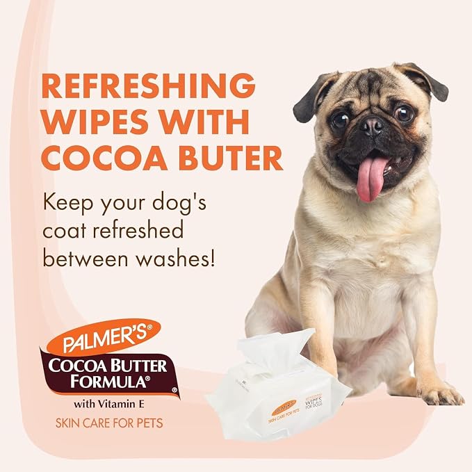 Palmer’s for Pets Cocoa Butter Formula Refreshing Wipes for Dogs and Puppies - Paraben Free, Phthalate Free Dog Grooming Wipes with Vitamin E, Gentle Daily Use, 100 Count - 3 Pack