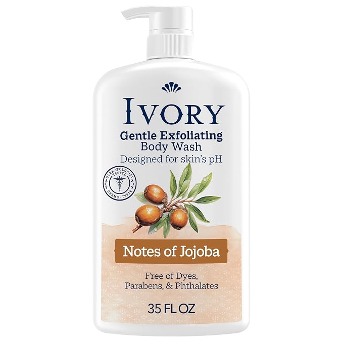Ivory Body Wash, Designed for the Whole Family, Gentle Formula, Free of Heavy Perfumes Parabens Phthalates & Silicones, Jojoba Scent, 35 oz
