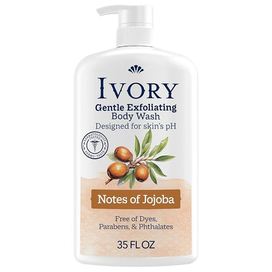 Ivory Body Wash, Designed for the Whole Family, Gentle Formula, Free of Heavy Perfumes Parabens Phthalates & Silicones, Jojoba Scent, 35 oz