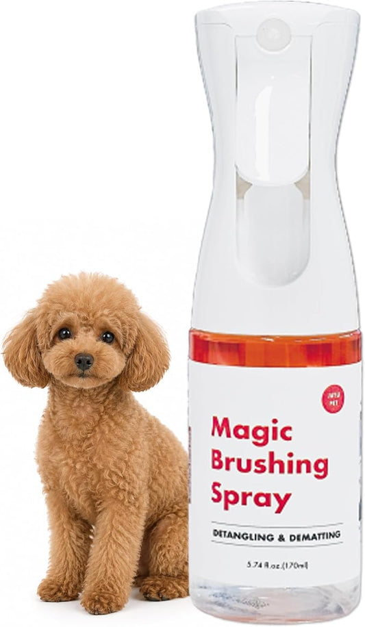 JAYU PET Magic Brushing Spray for Dogs (5.8fl oz, 170ml) | Fur Detangler & Dematting Solution, Hypoallergenic Deodorizer, Conditioner & Itch Relief, Shining & Grooming Spray