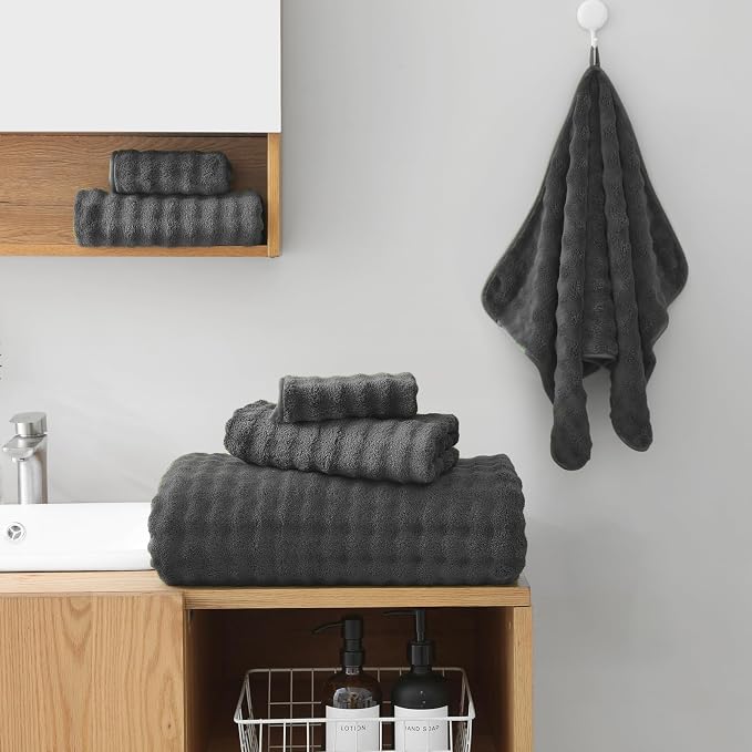 KBY Bath Towels Set of 2, Extra Large Bath Sheets 40X80 Inches,Quick Dry, Ultra Soft & Super Absorbent Oversized Bathroom Towel Sets for Adults, Gym, Spa, Pool & Hotel（Charcoal Gray）