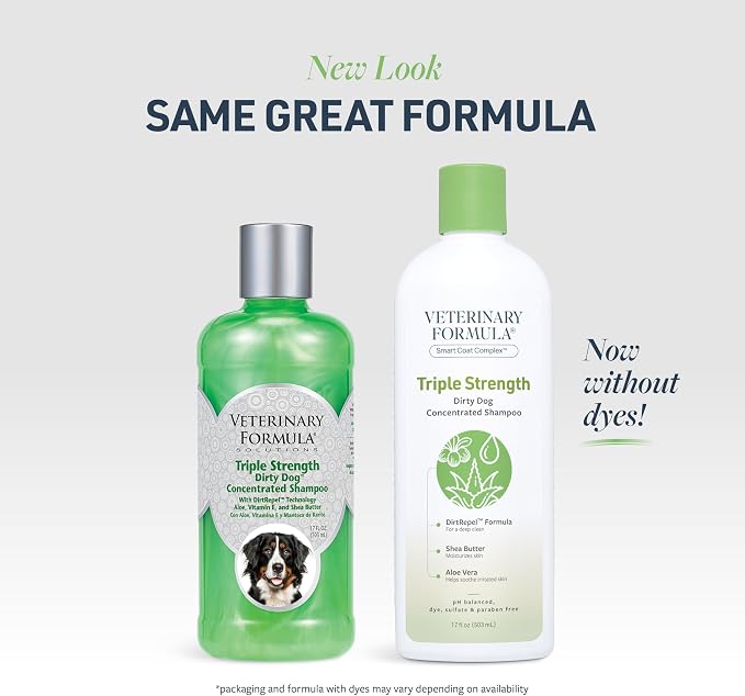 Veterinary Formula Smart Coat Complex Triple Strength Dirty Dog Concentrated Shampoo, 17 Fl oz – DirtRepel Tech Cleans Extra Dirty and Smelly Dogs – Contains Shea Butter and Aloe Vera to Soothe