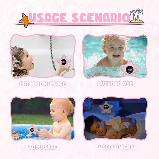 Baby Bath Thermometer - Digital Floating Water Thermometer with LED Display & Color Temperature Alerts, Rechargeable Bath Toy for Infant Bathtub Safety, Newborn Bath Essentials Gift