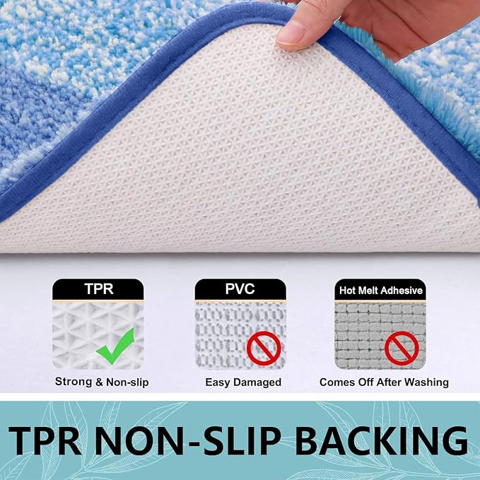 Arotive Microfiber Bathroom Rugs, Shaggy Soft and Absorbent Bath Rug, Thick Plush Machine Washable Dry Bath Mats for Bathroom, Tub and Shower, 54x24, Light Royal Blue, Rectangular