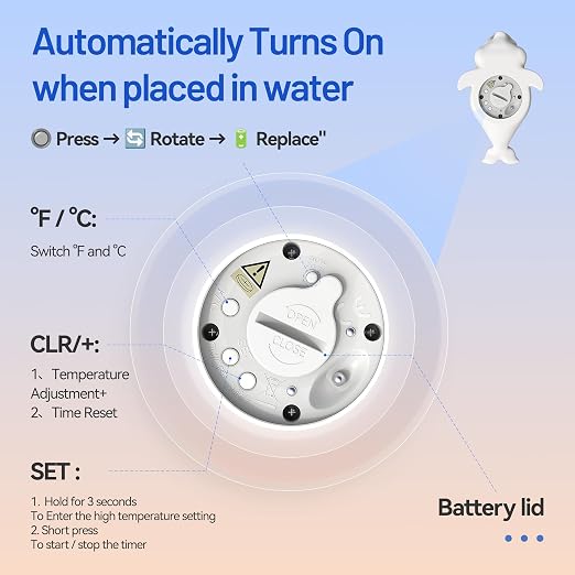 Baby Bath Thermometer for Tub,Digital Infants Water Temperature,LCD Display | Safety Floating Bath Toy,Bathtub Temperature Measure,Newborn & Toddler Essentials,Accurate Reading with Timer