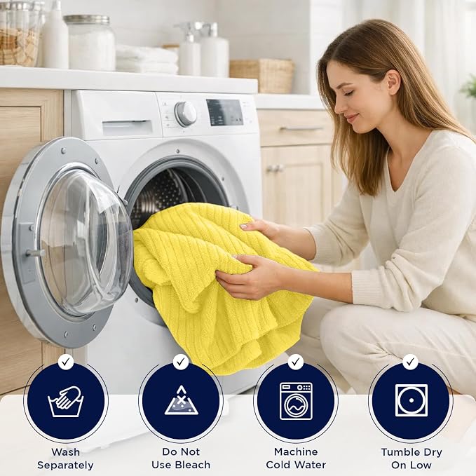 DAN RIVER Pack of 2 Bath Sheet 35x70 Inches, Ribbed Large Bath Towels Oversized for Adults, Soft and Absorbent Hotel Towels - Yellow