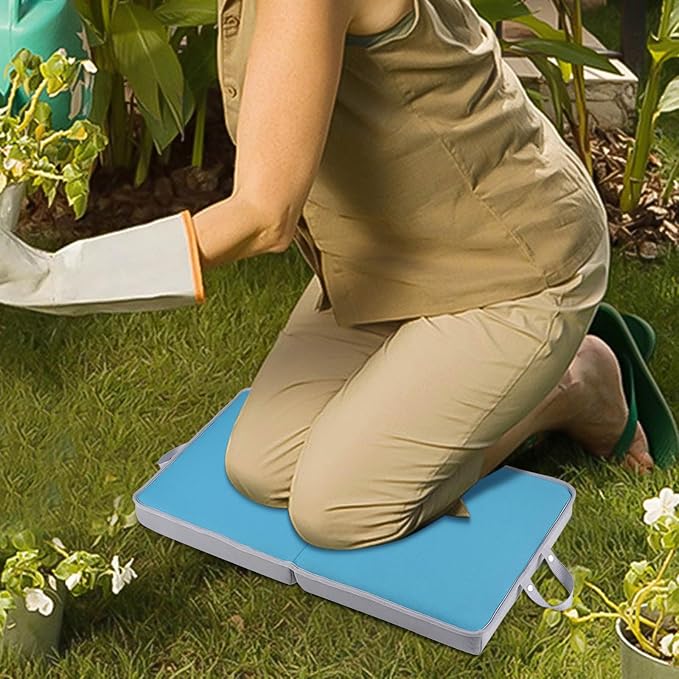 Folding Extra Thick Foam Garden Kneeling Pad, 4.5cm Memory Foam Lightweight & Portable with Handles for Gardening Yoga Bath Kneeler Pad Seat Cushion Indoor & Outdoor Support for Men Women (Sky Blue)