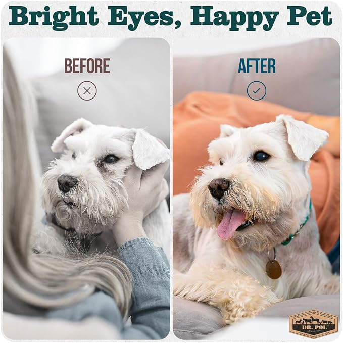 Dr. Pol Pet Eye Wipes for Dogs – Tear Stain Remover & Eye Discharge Cleaner – Hypoallergenic Grooming Wipes, 100 Count – Lightly Scented