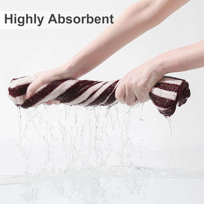 Smuge 18 Pcs Bath Towel Set, Include 6 Bath Towel Sheets, 6 Hand Towels and 6 Washcloths - Highly Absorbent Quick Dry Microfiber,Ultra Soft Bathroom Towel Set with Hanging Loop - Wine