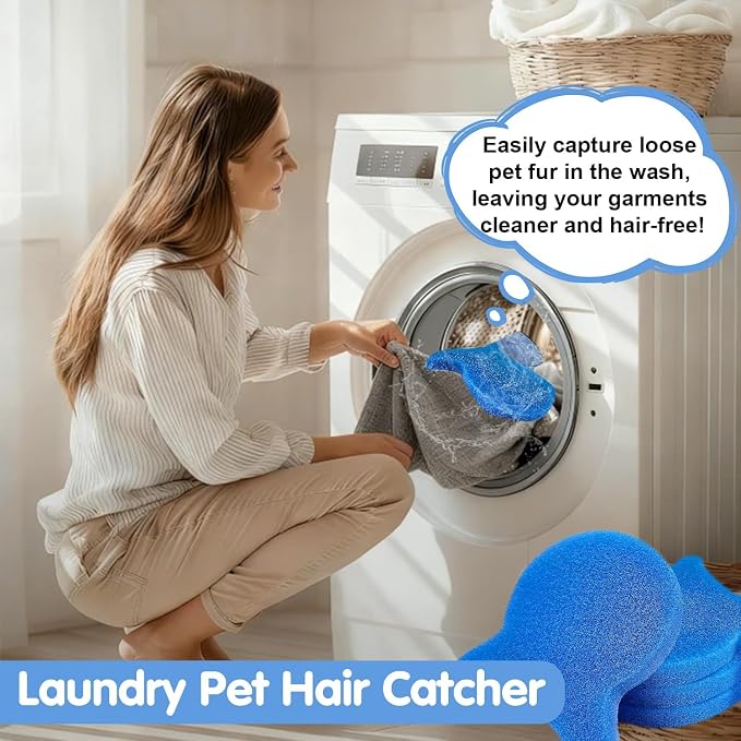 8 Pcs Pet Hair Remover for Laundry,Reusable Dog & Cat Hair Catcher Tool,Effectively Removes Fur,Lint and Dander from Clothing and Bedding,Safe for Washing Machines and Dryers