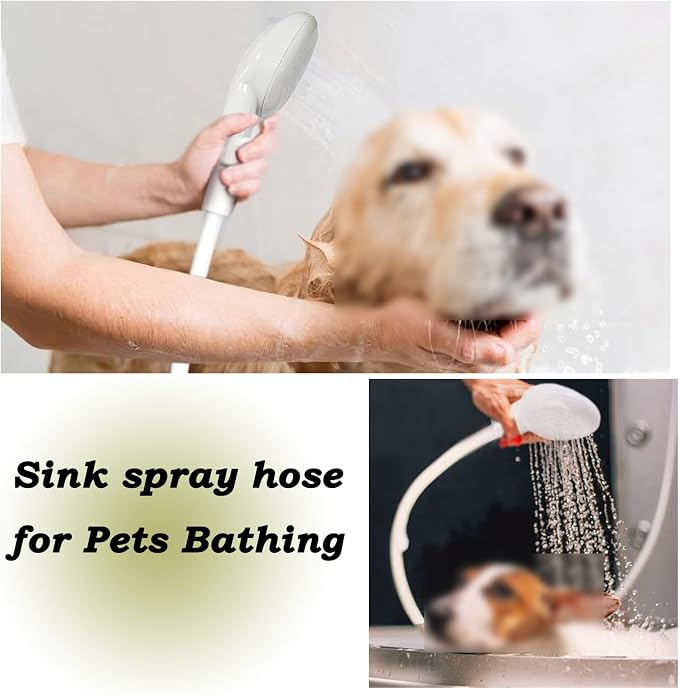 4m/13.12ft Sink Spray Rubber Hose Portable Faucet Sprayer Garden, Shampoo Sprayer Handheld Shower Head Spray Hose Attachment for Dog, Pets, Bathing Baby, Washing Hair, Rinsing Vegetables