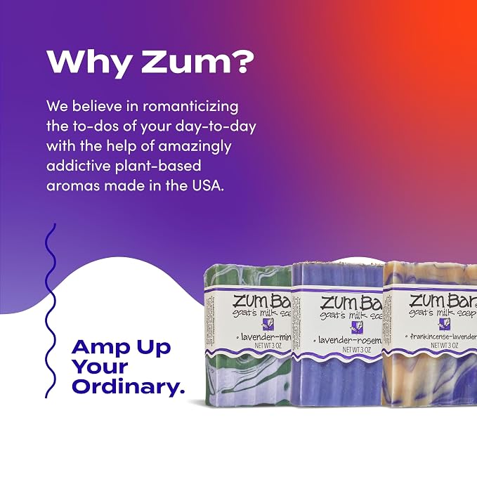 Zum Indigo Wild Goat's Milk Soap Bar - Bar Soap for Hands & Body Made with Essential Oils - 3 oz - Lavender Blends (3 Pack)