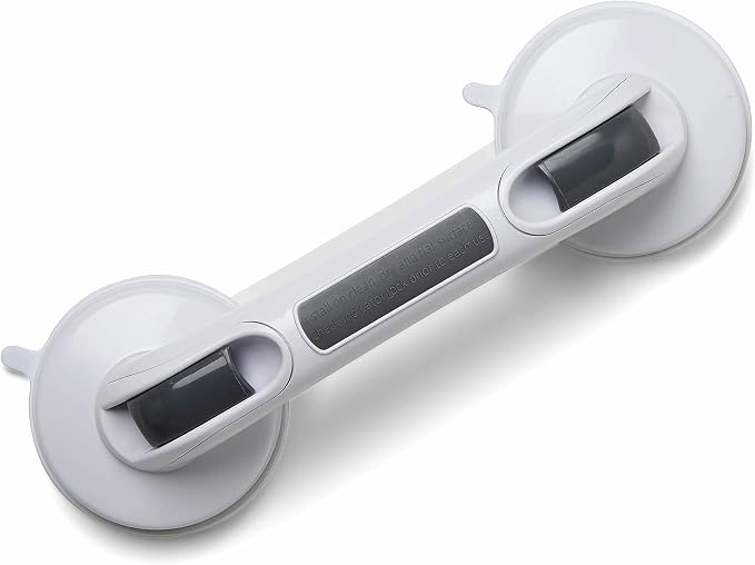 Medline Bath Safety Suction Cup Assist Bar, 12 Inch - Secure Grip, Easy Installation, Ideal for Medical Patients, Hospitals, Nursing Homes, White