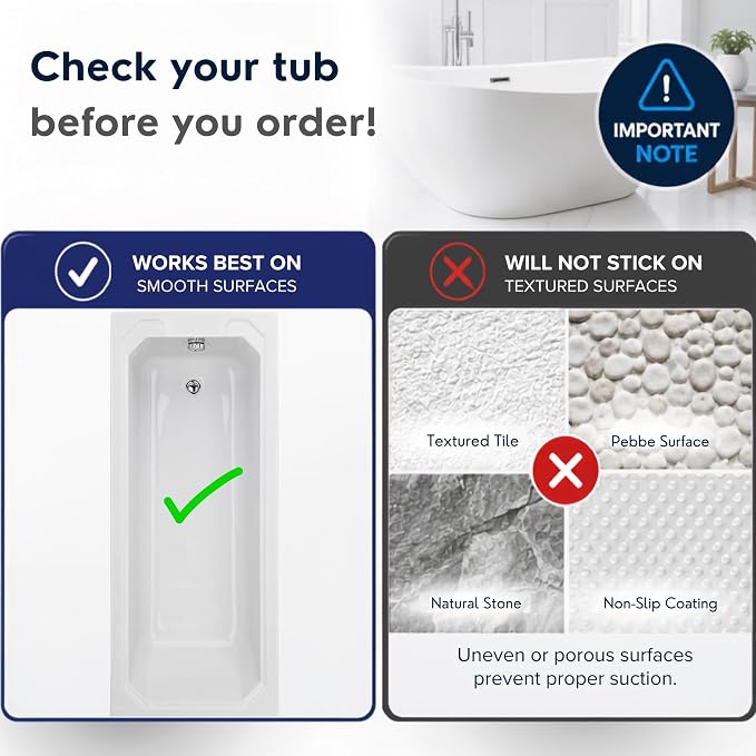 Non-Slip Bathtub Mat – 39"x15.5" Extra Long Shower Mat with Powerful Suction Cups & Drain Holes, Machine Washable Bath Mat for Tub, Foot Massage Texture, Helps Keep Tubs Clean, Clear Blue
