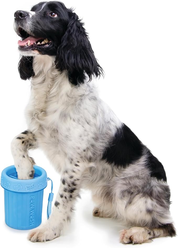 Dog Paw Cleaner - Blue - Small - 1 Count - Portable Dog Paw Washer with Microfiber Towel, for Muddy Paws, Small Dogs