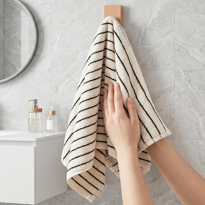 Bathroom Hand Towels Black and White Striped Hand Towels for Bathroom Premium Natural Cotton Hand Towels Soft Quick-Dry Face for Gym, and Spa 14”x 29” （4 PC