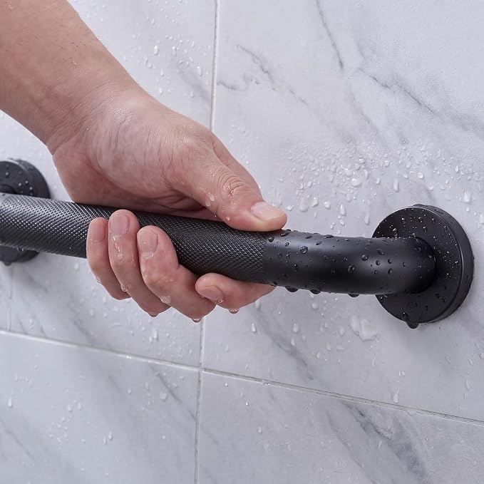 16 Inch Black Grab Bars for Shower 2 Pack,1.25'' Diameter Heavy Duty Stainless Steel Anti-Slip Bathroom Safety Handicap Grab Bar for Shower, Bathtub & Toilet, Wall Mounted, Supports 500lbs