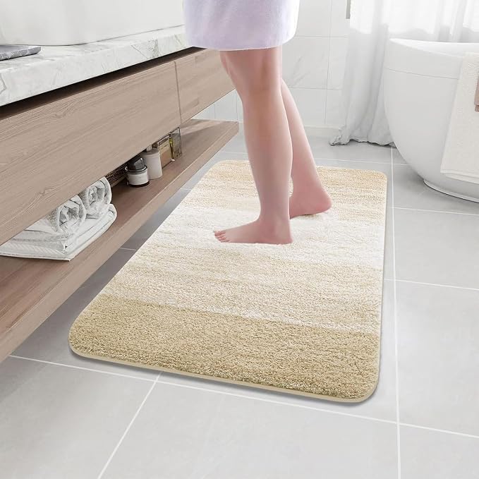 Arotive Microfiber Bathroom Rugs, Shaggy Soft and Absorbent Bath Rug, Thick Plush Machine Washable Dry Bath Mats for Bathroom, Tub and Shower, 40x24, Light Beige, Rectangular