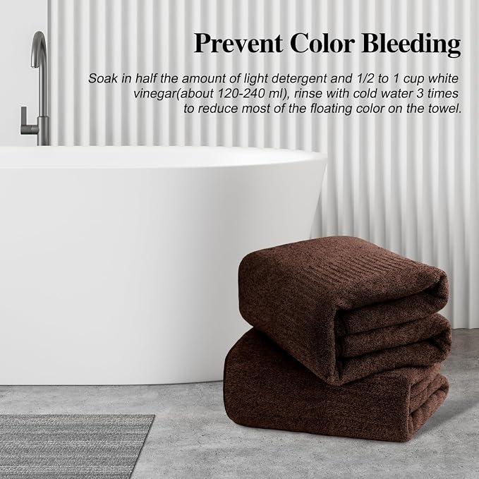 SEISSO Bath Towels, Extra Absorbent & Quick Drying Lightweight Fiber Towels, Premium Big Soft Bath Towel for Fitness, Spa, Sports Towels, Yoga Towel, Brown(4 Pack)