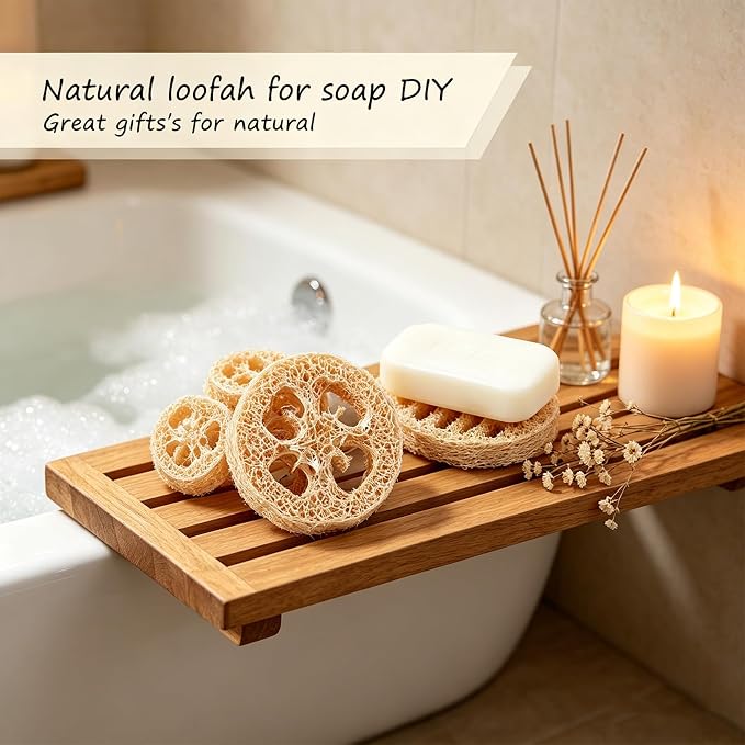 Natural Loofah Slices Cuts for Soap Making-20 Pack Organic Luffa Loofa Sponges for Soap Holder Handmade DIY Loofa Pet Toy Loofahs