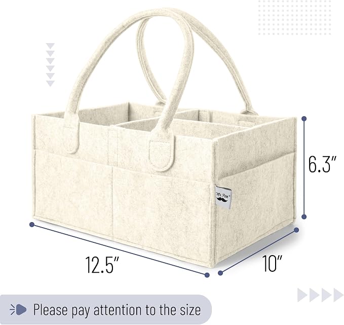 Mr. Pen- Baby Diaper Caddy Organizer, Beige, Medium | Nursery Storage Bin and Car Organizer for Diapers and Baby Wipes