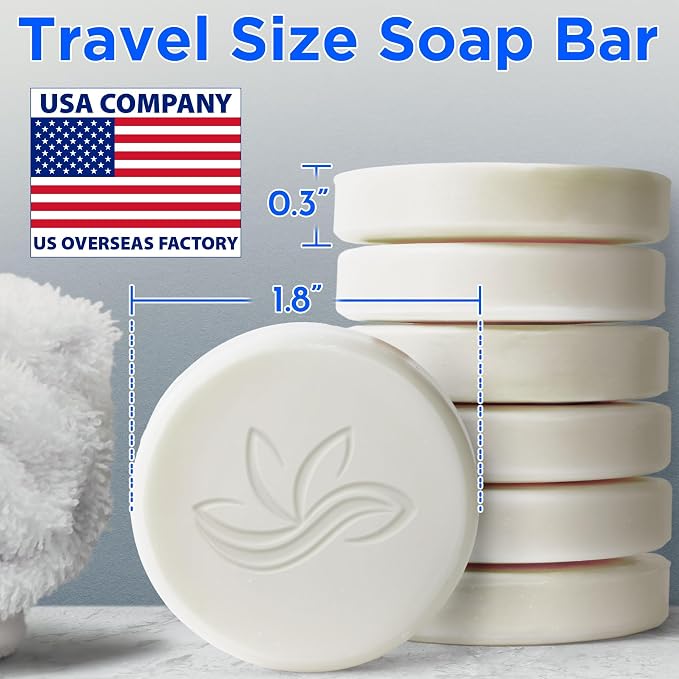 BERGMAN KELLY Luxury Travel Size Round Soap Bulk, White Tea, 0.5 oz, 100 PK | Bergman Kelly Guest Size: Individually wrapped 1.9" diameter bars. Rich lather, ideal for Airbnbs, travel, and care packages.