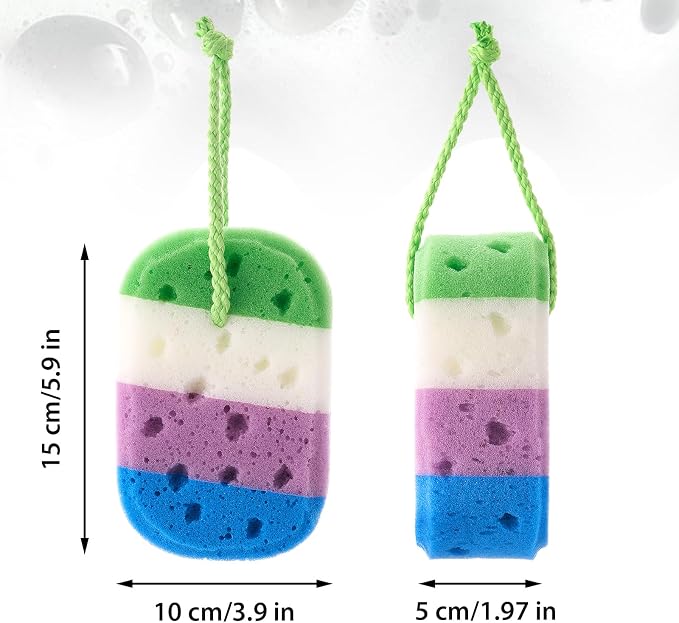 Boao 5 Pieces Soft Bath Sponge Shower Natural Gentle Soothing Body Fiber Exfoliating Shower Sponge Wash Bouquet for Women Men, Random Color (Vibrant Color)