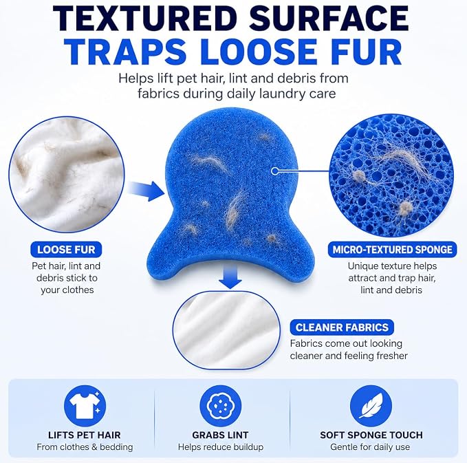 12 Pack Pet Hair Remover for Laundry, Reusable Laundry Hair Catcher for Washing Machine & Dryer, Effectively Removes Dog and Cat Fur, Lint, and Dander from Clothing, Bedding, and Coats