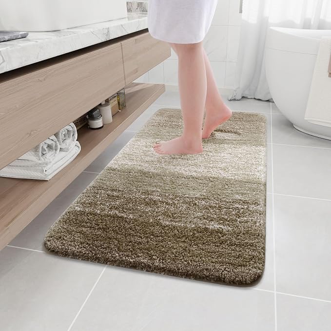 Arotive Microfiber Bathroom Rugs, Shaggy Soft and Absorbent Bath Rug, Thick Plush Machine Washable Dry Bath Mats for Bathroom, Tub and Shower, 44x24, Coffee, Rectangular
